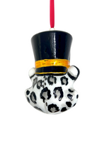 KRG Snow Leopard Head Polish Glass Ornament